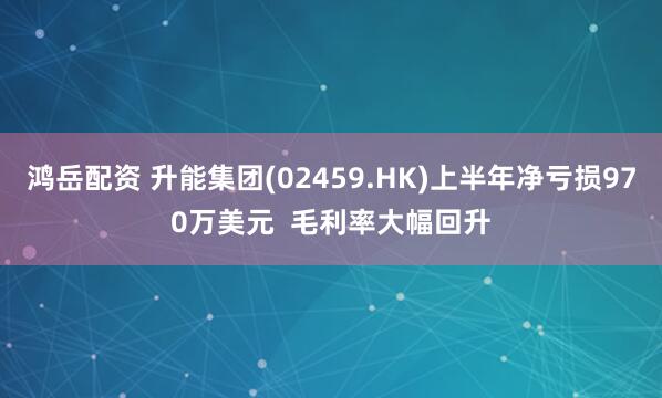 鸿岳配资 升能集团(02459.HK)上半年净亏损970万美元  毛利率大幅回升